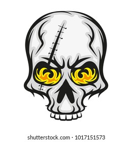 Skull sketch element isolated on white background