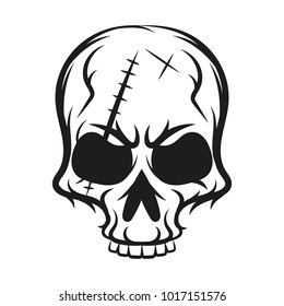 Skull sketch element isolated on white background