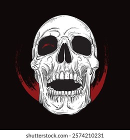 Skull in sketch style. Hand drawn. Perfect for poster design, t-shirts, tattoos. Halloween. Vector illustration.