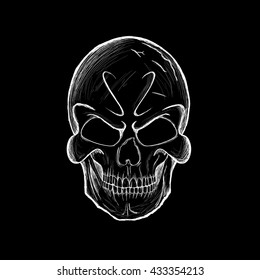Skull sketch.Human skull Hand-drawn