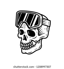 SKULL SKI GOGGLES LOGO WHITE BACKGROUND