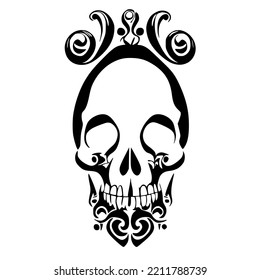Skull Slavic Tribal Tattoo Design Vector