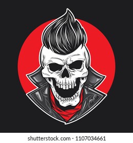 Skull with slick hair front view