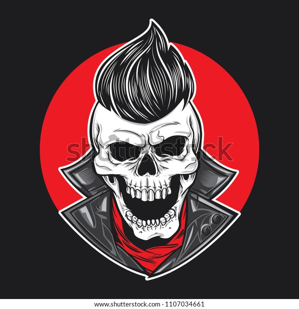 Skull with slick hair front\
view