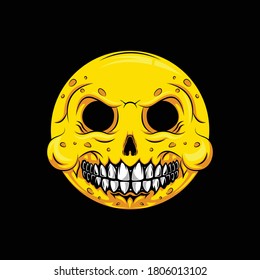 Skull Smile emoticon illustration Premium Vector