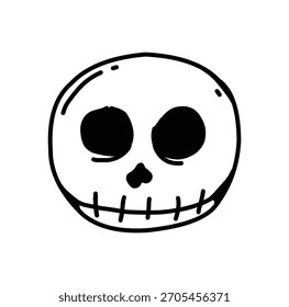 Cráneo con un dibujo de la mano de la sonrisa