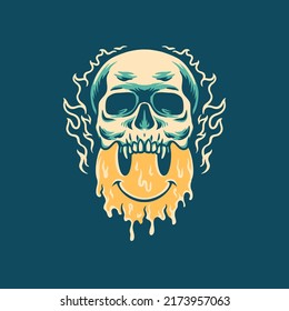 Skull And Smile Illustration For Merchandise
