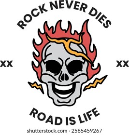 A skull with a smile on it and the words in the style of sign illustrations