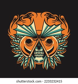 Skull and Smile Retro Vector Illustration