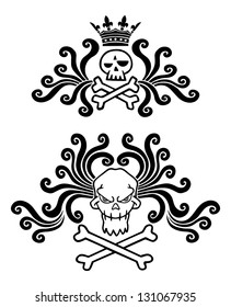 Skull smiles. Black tattoo. Gothic style. Vector illustration.