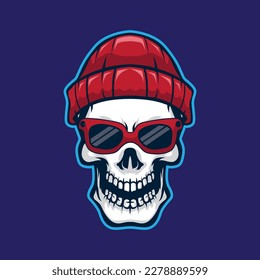 Skull smoke with beanie and glasses