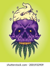 Skull Smoke Cannabis Vector illustrations for your work Logo, mascot merchandise t-shirt, stickers and Label designs, poster, greeting cards advertising business company or brands.