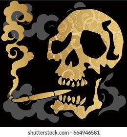 skull and smoke pipe balloon pipe Japanese pattern