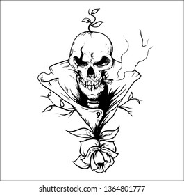 skull smoke roses