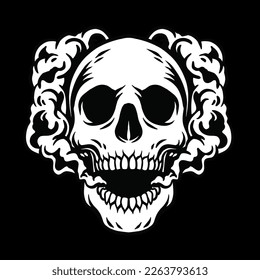 Skull smoke vector illustartion with black background