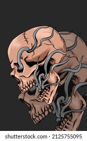 Skull with smoke vector illustration