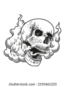 Skull and smoke, vector illustration.