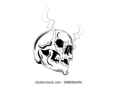 Skull Smoke Vector Illustration Hand Drawing Stock Vector (Royalty Free ...