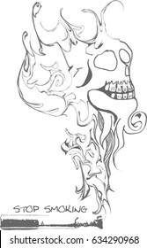 skull smoke, vector illustration. Used for Non smoking Day.