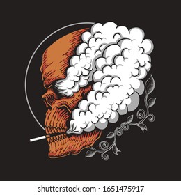skull smoke vector illustration for your company or brand