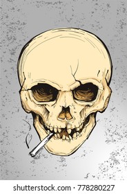 Skull smoking a cigarette.