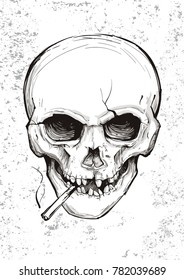 Skull smoking a cigarette.