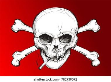 Skull smoking a cigarette.