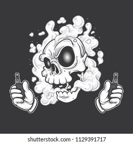 Skull smoking e-cigarette