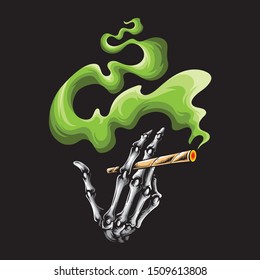 skull smoking finger vector logo