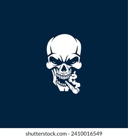 skull smoking vector logo illustration