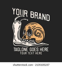 skull snail house vintage t shirt design template