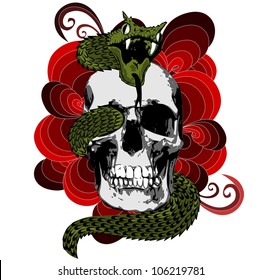 Skull with snake