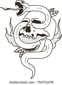 Skull with snake