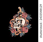 skull and snake designs are good for tattoos, t-shirts and merchandise