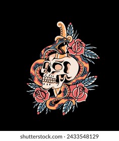 skull and snake designs are good for tattoos, t-shirts and merchandise