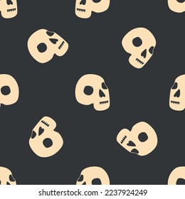 Skull, snake, goblet, magic symbols seamless pattern. Magic and death, on a dark background