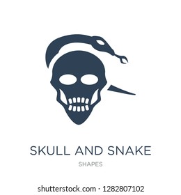 skull and snake icon vector on white background, skull and snake trendy filled icons from Shapes collection, skull and snake vector illustration