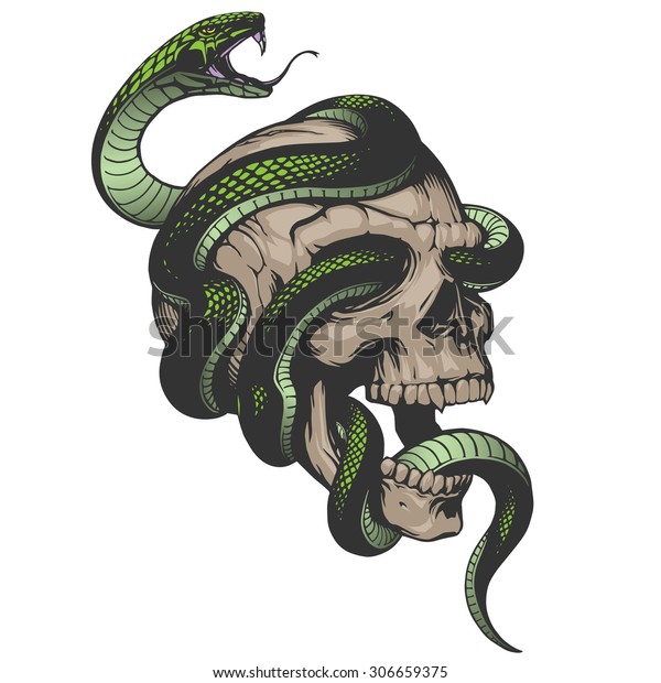 Crâne couronne serpent et skull-fly Poster imprimé sur une page de dictionnaire antique