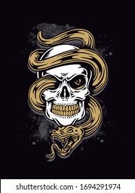 skull and snake motif vector illustration