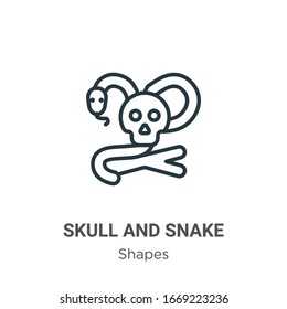 Skull and snake outline vector icon. Thin line black skull and snake icon, flat vector simple element illustration from editable shapes concept isolated stroke on white background