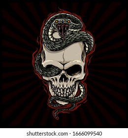 skull with snake vector illustration