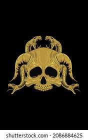 Skull with snake vector illustration