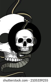 Skull with snake vector illustration