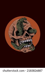 Skull with snake vector illustration