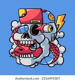 skull with snake vector illustration