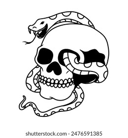 Skull with snake. Vector illustration