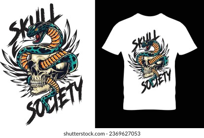 Skull Society t-shirt design.Colorful  and fashionable t-shirt design for men and women.