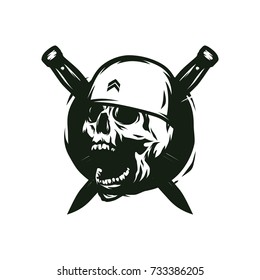 Skull soldier army logo mascot vector illustration