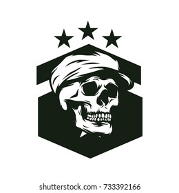 Skull soldier army mascot logo design vector illustration