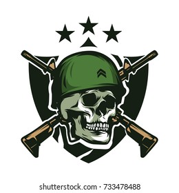 Skull soldier army mascot logo design illustration